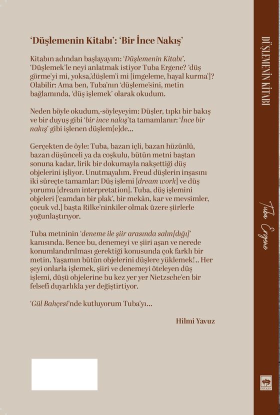 Düşlemenin Kitabı arka kapak